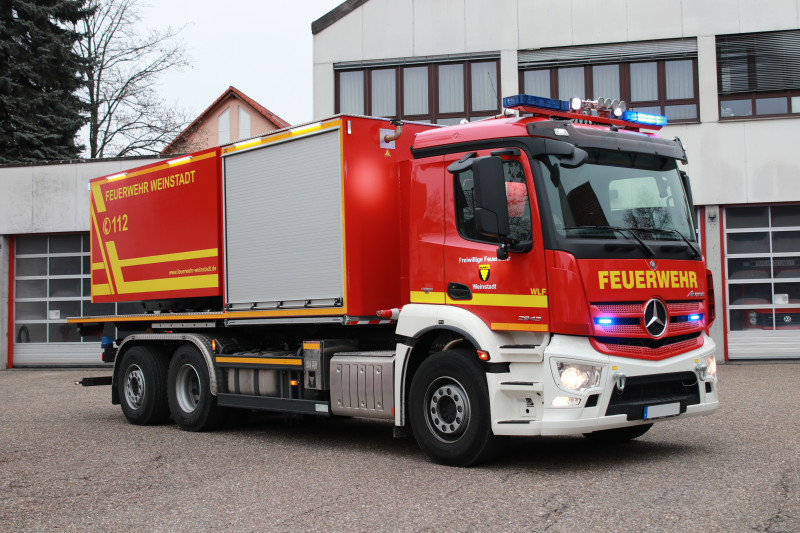 Das Wechselladerfahrzeug am Standort Beutelsbach.